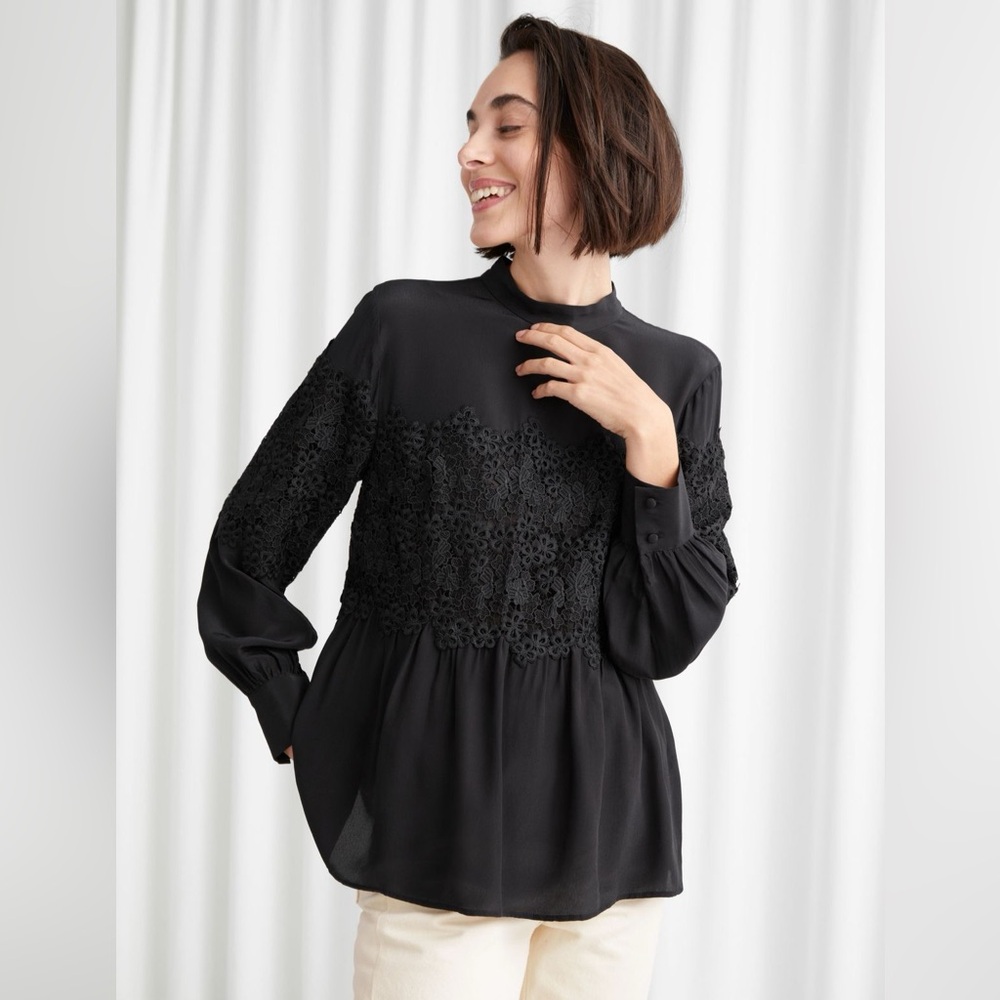 & OTHER STORIES Romantic Lace Blouse in Black